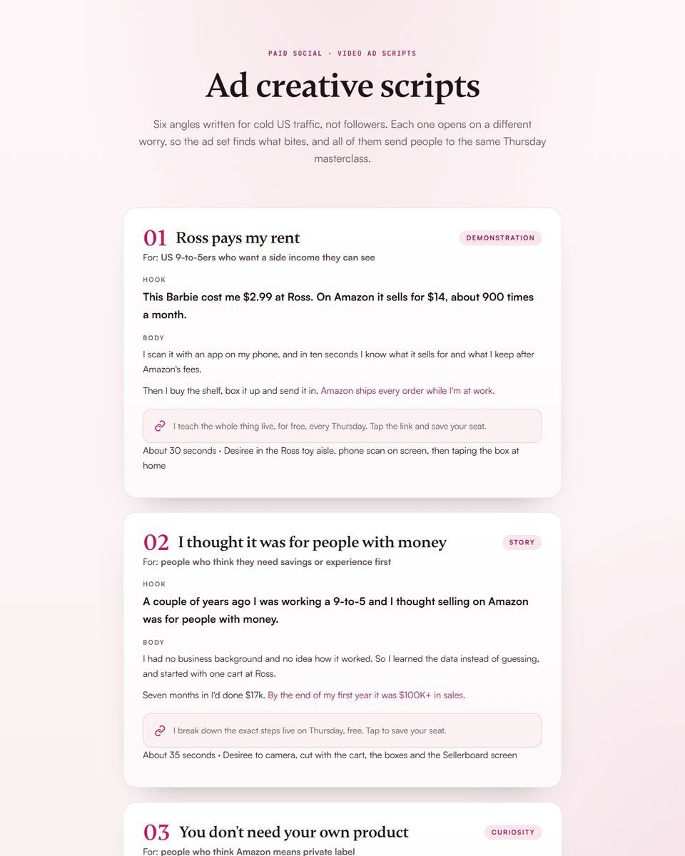 Ad creative scripts preview